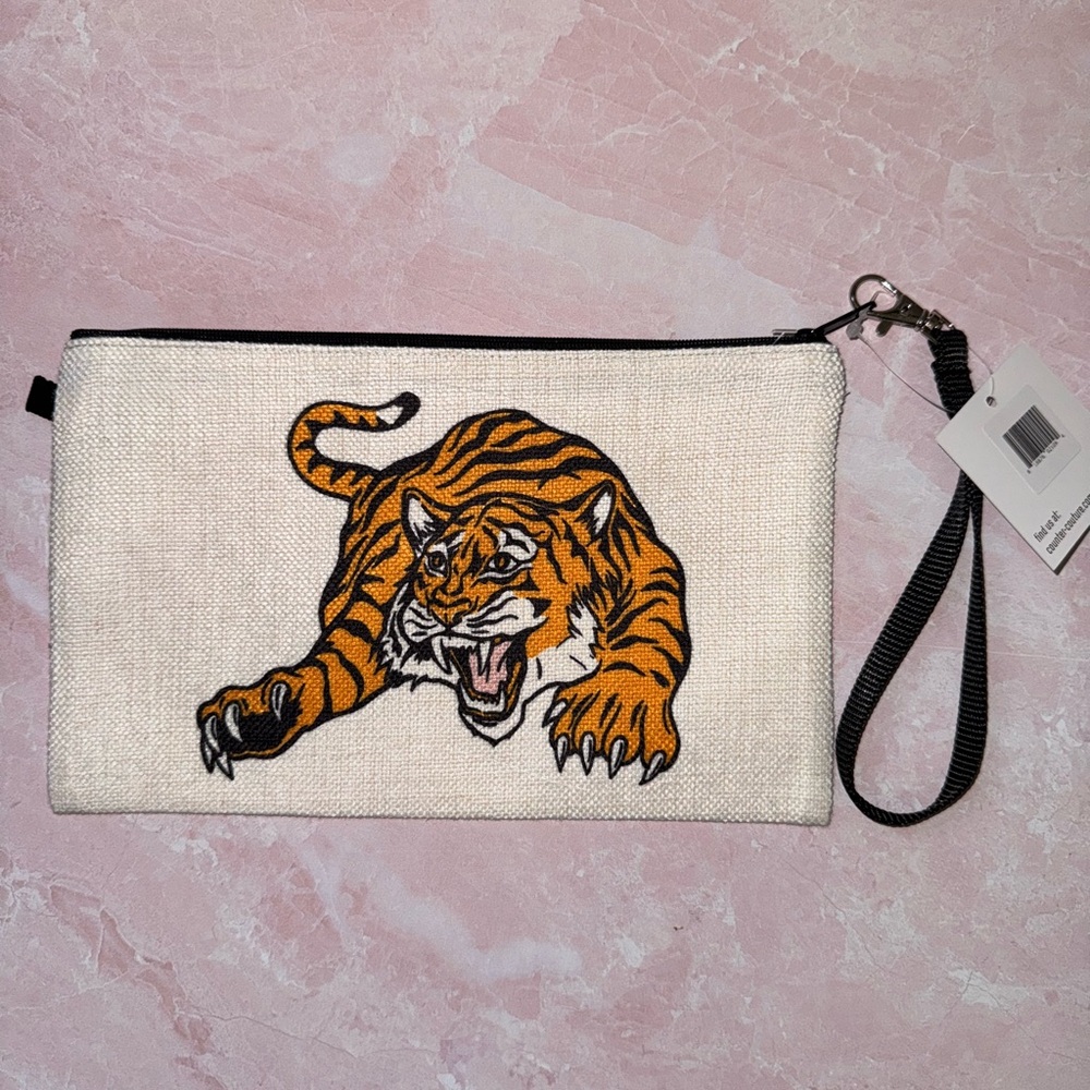 Tiger Zipper Pouch with Wrist Strap